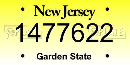1477622 New Jersey License Plate