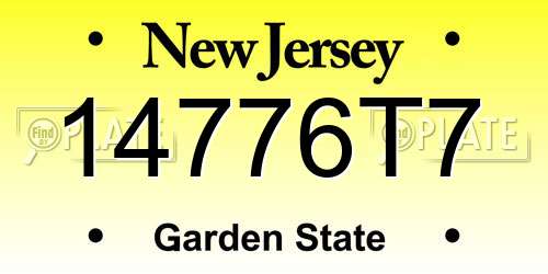 14776T7 New Jersey License Plate