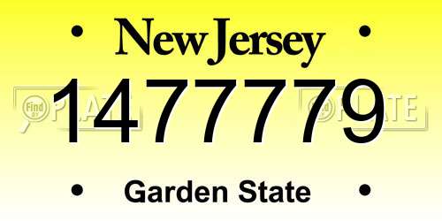 1477779 New Jersey License Plate