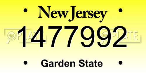 1477992 New Jersey License Plate