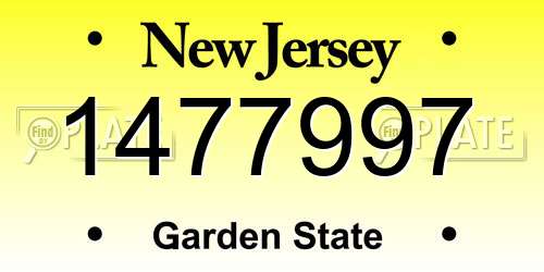 1477997 New Jersey License Plate