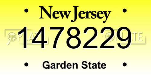 1478229 New Jersey License Plate