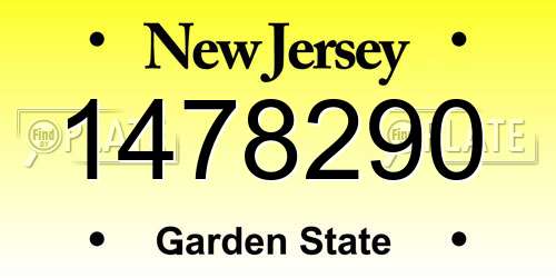 1478290 New Jersey License Plate