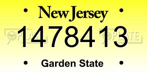 1478413 New Jersey License Plate
