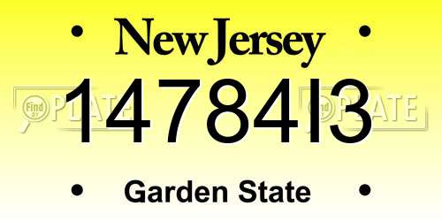 14784I3 New Jersey License Plate