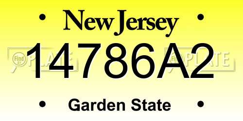 14786A2 New Jersey License Plate