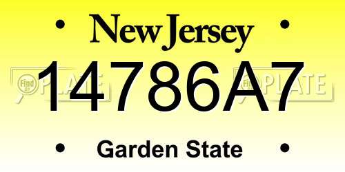 14786A7 New Jersey License Plate