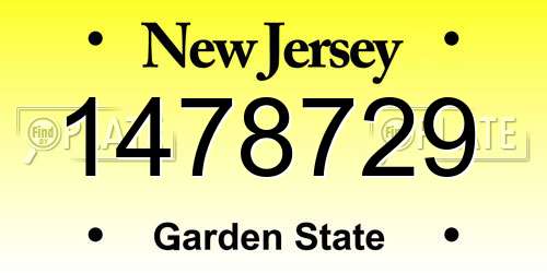 1478729 New Jersey License Plate