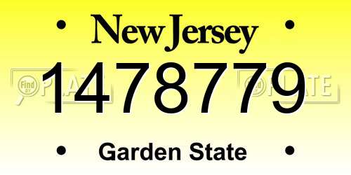 1478779 New Jersey License Plate