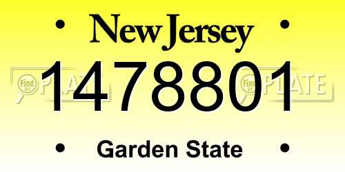 1478801 New Jersey License Plate