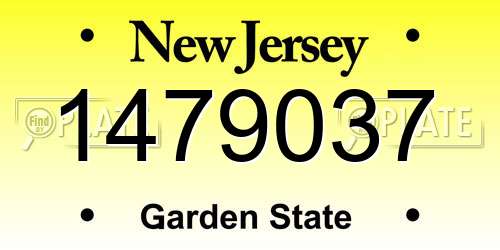 1479037 New Jersey License Plate
