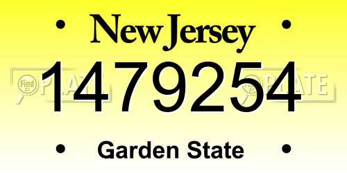 1479254 New Jersey License Plate