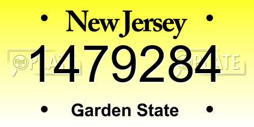 1479284 New Jersey License Plate