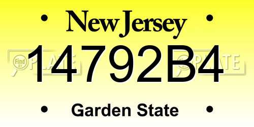 14792B4 New Jersey License Plate