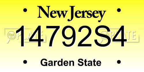 14792S4 New Jersey License Plate