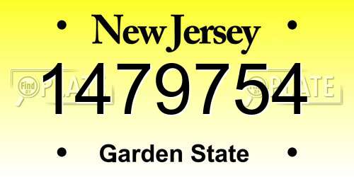 1479754 New Jersey License Plate