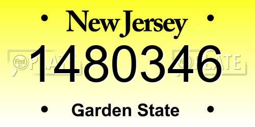 1480346 New Jersey License Plate