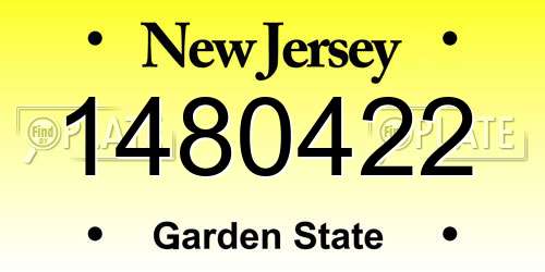1480422 New Jersey License Plate