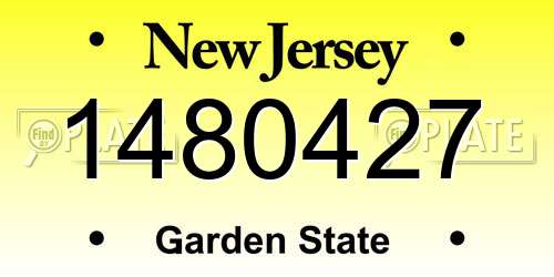 1480427 New Jersey License Plate