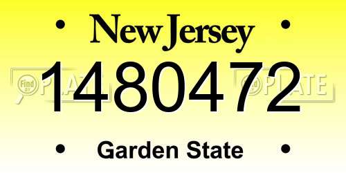 1480472 New Jersey License Plate