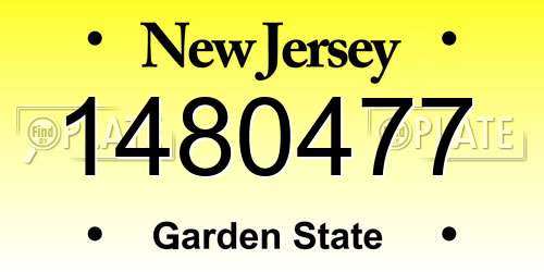 1480477 New Jersey License Plate