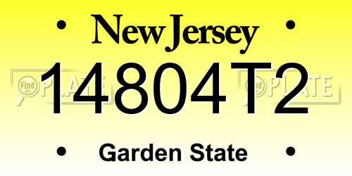 14804T2 New Jersey License Plate
