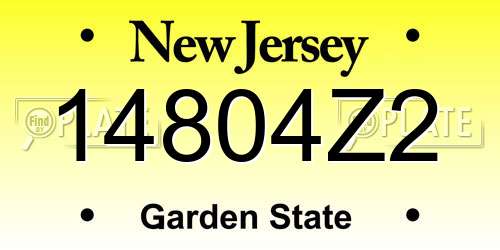 14804Z2 New Jersey License Plate