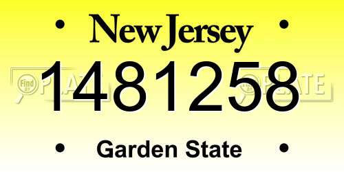 1481258 New Jersey License Plate