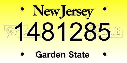 1481285 New Jersey License Plate