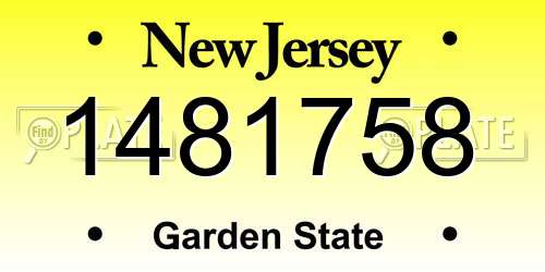1481758 New Jersey License Plate