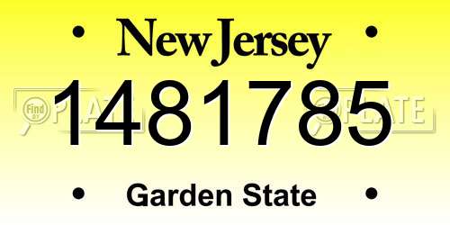 1481785 New Jersey License Plate