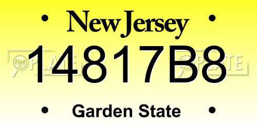 14817B8 New Jersey License Plate