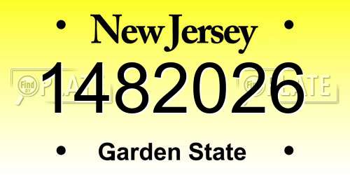 1482026 New Jersey License Plate