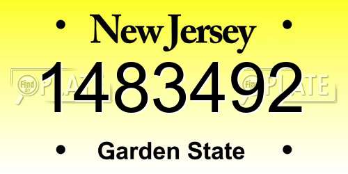1483492 New Jersey License Plate