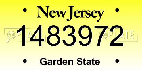 1483972 New Jersey License Plate