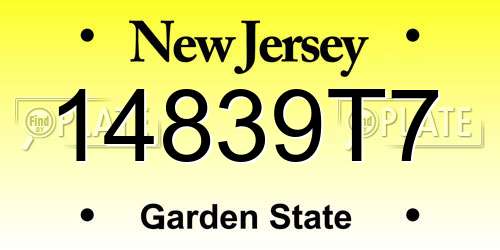 14839T7 New Jersey License Plate