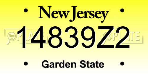 14839Z2 New Jersey License Plate