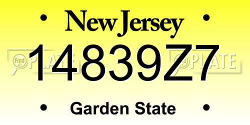 14839Z7 New Jersey License Plate