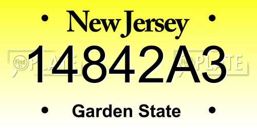 14842A3 New Jersey License Plate