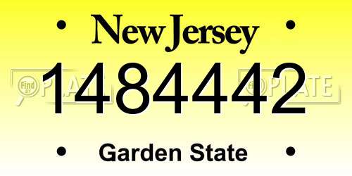 1484442 New Jersey License Plate