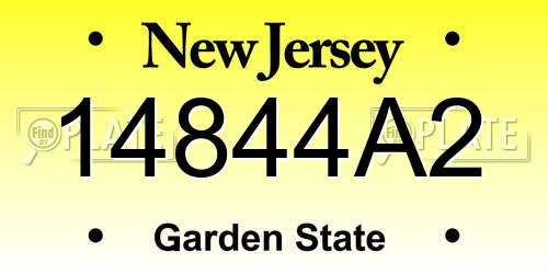 14844A2 New Jersey License Plate