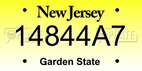 14844A7 New Jersey License Plate