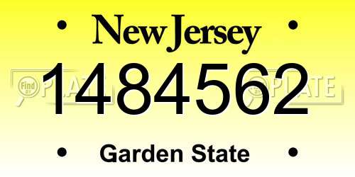 1484562 New Jersey License Plate