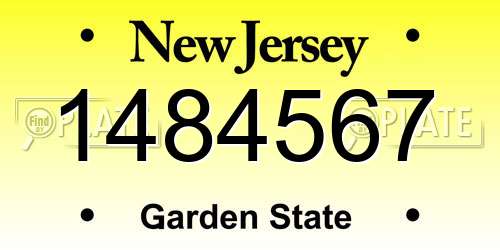 1484567 New Jersey License Plate