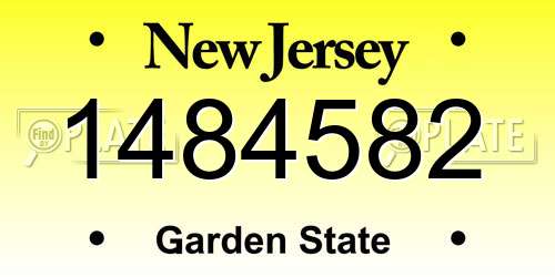 1484582 New Jersey License Plate