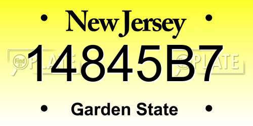 14845B7 New Jersey License Plate
