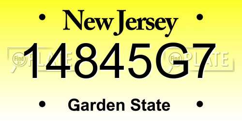 14845G7 New Jersey License Plate