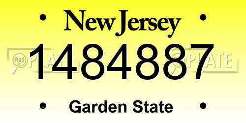1484887 New Jersey License Plate