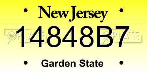 14848B7 New Jersey License Plate