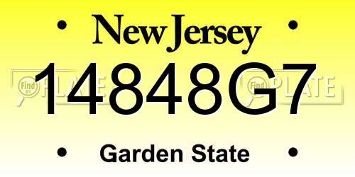 14848G7 New Jersey License Plate
